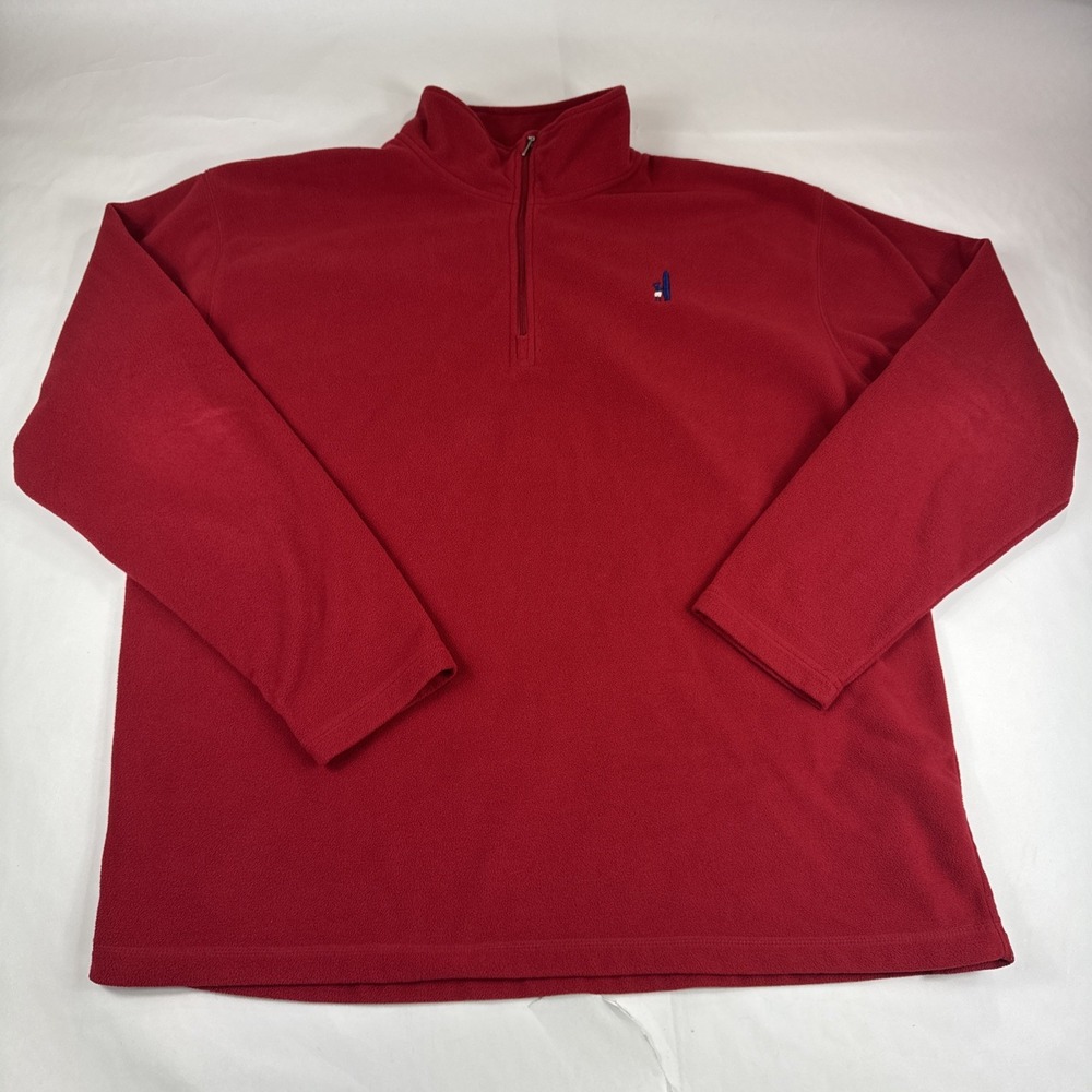 Johnnie O Fleece 1/4 Zip Pullover Men XL Red Long Sleeve Sweatshirt Sweater Logo